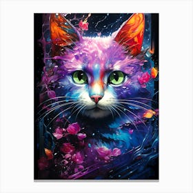 Cat With Flowers 1 Canvas Print