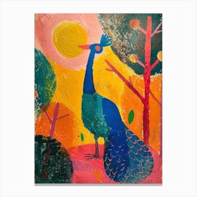 Peacock At Sunset Painting 1 Canvas Print