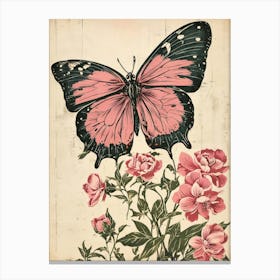 Butterfly And Roses Canvas Print