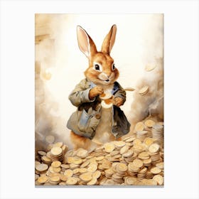 Bunny Fortune Luck Rabbit Prints Watercolour 3 Canvas Print