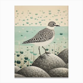 Ohara Koson Inspired Bird Painting Grey Plover 2 Canvas Print
