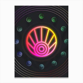 Neon Geometric Glyph in Pink and Yellow Circle Array on Black n.0125 Canvas Print