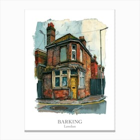 Barking London Borough   Street Watercolour 1 Poster Canvas Print