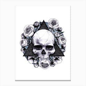 Skull And Flowers Canvas Print