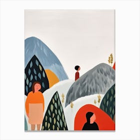Mountains, Tiny People And Illustration 1 Canvas Print