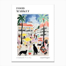 The Food Market In Copenhagen 5 Illustration Poster Canvas Print