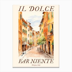 Il Dolce Far Niente Bologna, Italy Watercolour Streets 3 Poster Canvas Print