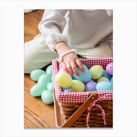 Easter Basket With Eggs Canvas Print