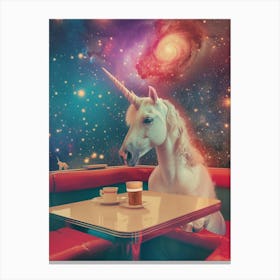 Unicorn In A Galaxy Diner Surreal Abstract Canvas Print