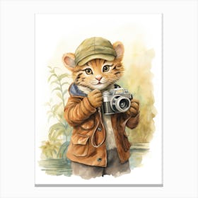 Tiger Illustration Photographing Watercolour 1 Canvas Print