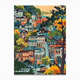 Sunnyside New York Colourful Silkscreen Illustration 3 Canvas Print
