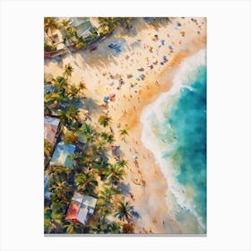 Watercolour Of A Beach Canvas Print