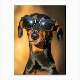 Dachshund Wearing Sunglasses. Generated AI. Art Print Canvas Print