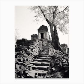 Krong Siem Reap, Cambodia, Black And White Old Photo 2 Canvas Print