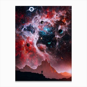 Silhouette Looking Space Universe Canvas Print