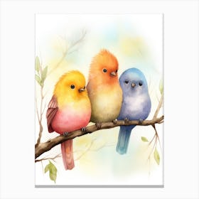 Watercolor Birds On A Branch 1 Canvas Print