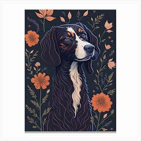 Floral Dog Portrait Boho Minimalism (28) Canvas Print