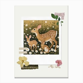 Scrapbook Deer And Bunnies Fairycore Painting 4 Canvas Print