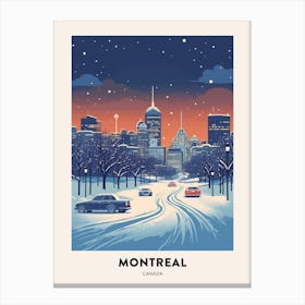Winter Night  Travel Poster Montreal Canada 1 Canvas Print