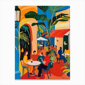 Matisse Inspired, Cafe At The Plaza, Fauvism Style Canvas Print