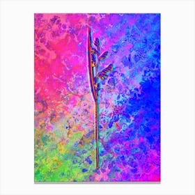 Powdery Alligator Flag Botanical in Acid Neon Pink Green and Blue Canvas Print