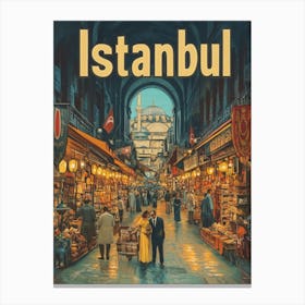 Aihrgdesign A Classic 1960s Travel Poster For Istanbul 3 Canvas Print