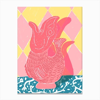 Pink Fish Vase Canvas Print