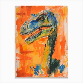 Orange Blue Abstract Dinosaur Portrait 2 Canvas Print