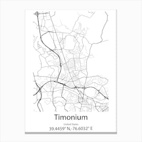 Timonium,United States Minimalist Map Lienzo