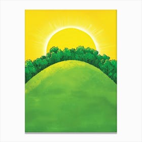 Sun Rising Over A Hill Canvas Print