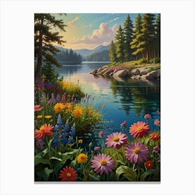 Beautiful Day By The Lake Canvas Print