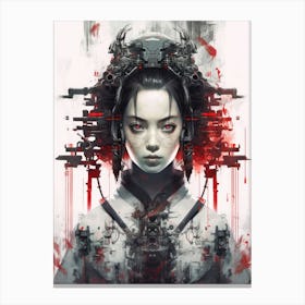Japanese Cyberpunk Cyborg Girl Canvas Print