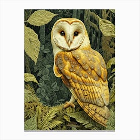 Barn Owl Relief Illustration 4 Canvas Print