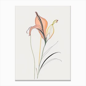 Lily Floral Minimal Line Drawing 3 Flower Canvas Print