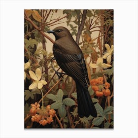 Dark And Moody Botanical Cowbird 3 Canvas Print