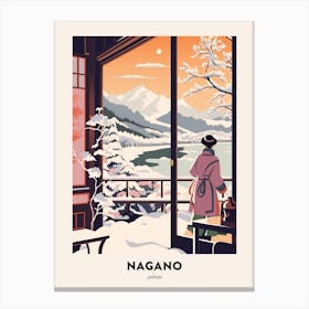 Vintage Winter Travel Poster Nagano Japan 1 Canvas Print
