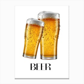 Beer Glasses On A White Background Canvas Print