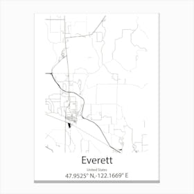 Everett,United States Minimalist Map Canvas Print