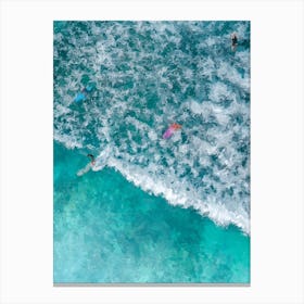 Surfers And The Sea Top View Oil Painting Landscape Canvas Print