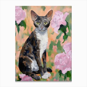 A Cornish Rex Cat Painting, Impressionist Painting 3 Canvas Print