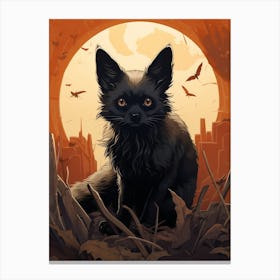 Bat Eared Fox Moon Illustration 3 Canvas Print