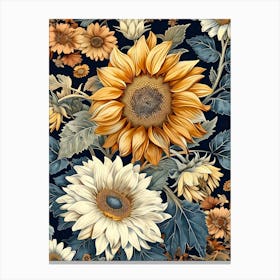 Sunflowers Inspired By William Morris Canvas Print