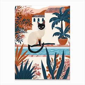 Siamese Cat Storybook Illustration 4 Canvas Print