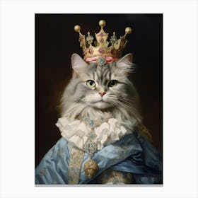 Cat In Medieval Clothing Rococo Inspired Painting 5 Canvas Print