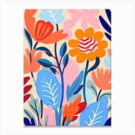 Radiant Petal Ballet; Matisse'S Inspired Colorful Flower Market Canvas Print
