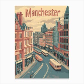 Aihrgdesign A Classic 1960s Travel Poster For Manchester 2 Canvas Print