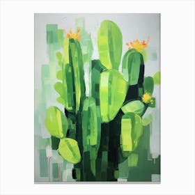 Green Abstract Cactus Painting 2 Canvas Print