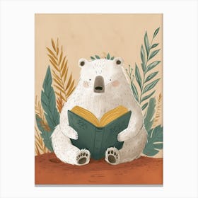 Sloth Bear Reading Storybook Illustration 2 Canvas Print