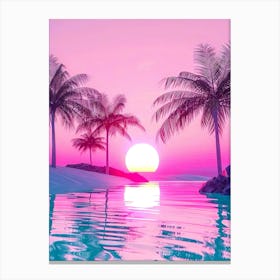 Sunset With Palm Trees Canvas Print