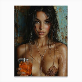 Girl With A Drink 1 Canvas Print
